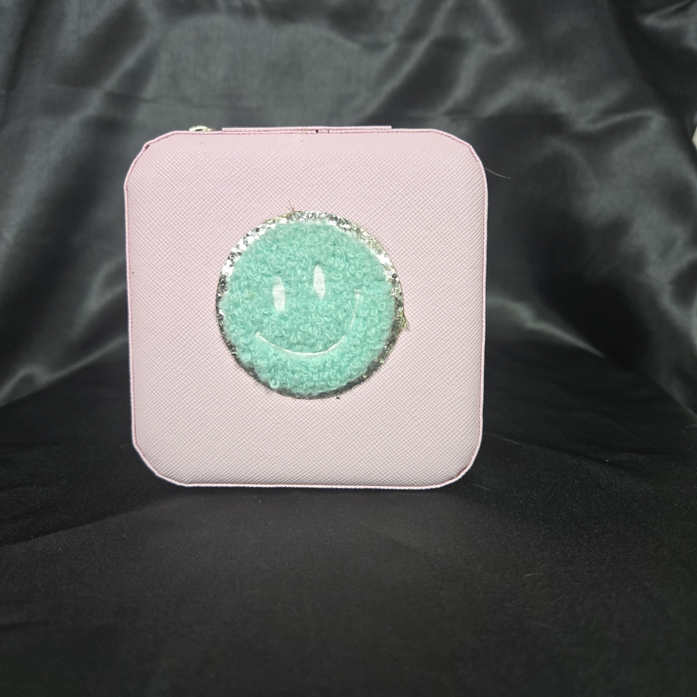 Pink and Teal Smiley Face Pouch
